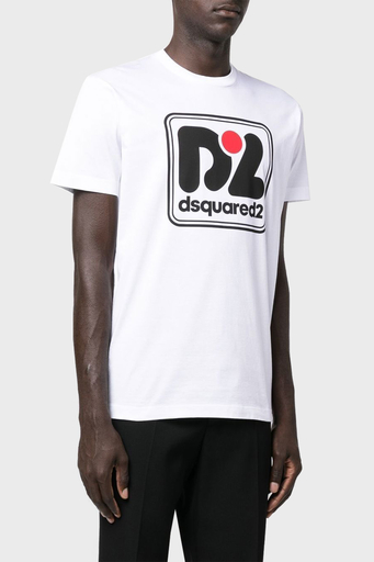 Dsquared2 Baskılı Bisiklet Yaka % 100 Pamuk Regular Fit Erkek T Shirt S71GD1229 S23009 100 BEYAZ - 1