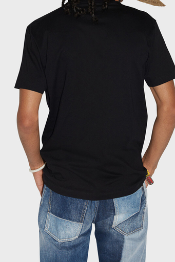 Dsquared2 Baskılı Bisiklet Yaka % 100 Pamuk Slim Fit Erkek T Shirt S71GD1249 S23009 900 SİYAH