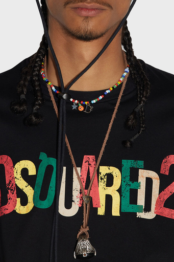 Dsquared2 Baskılı Bisiklet Yaka % 100 Pamuk Slim Fit Erkek T Shirt S71GD1249 S23009 900 SİYAH - 3