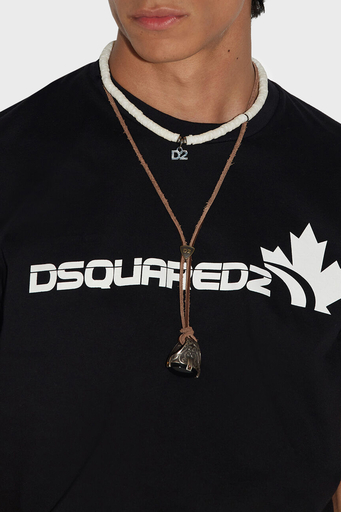 Dsquared2 Baskılı Bisiklet Yaka Pamuklu Regular Fit Erkek T Shirt S71GD1278 S23009 900 SİYAH - 3