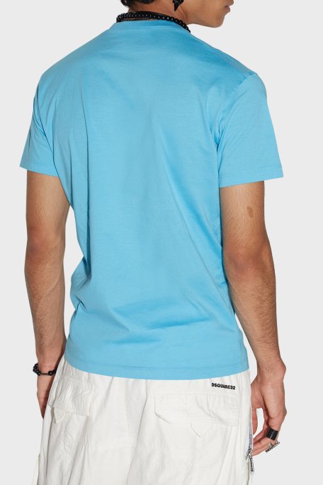 Dsquared2 Icon Cool Slim Fit Pamuklu Jarse Erkek T Shirt S79GC0003 S23009 514 MAVİ - 2