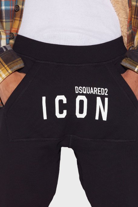 Dsquared2 Icon Dean Elastik Bel Bantlı % 100 Pamuk Regular Fit Jogger Erkek Pantolon S79KA0001 S25516 965 SİYAH - 4