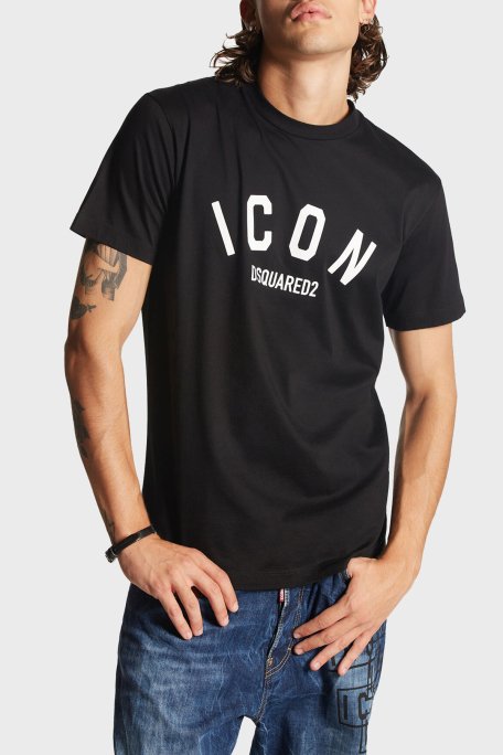 Dsquared2 Logo Baskılı % 100 Pamuk Regular Fit Bisiklet Yaka Erkek T Shirt S79GC0089 S23009 900 SİYAH - 1