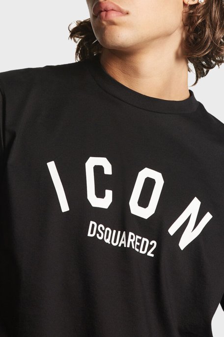 Dsquared2 Logo Baskılı % 100 Pamuk Regular Fit Bisiklet Yaka Erkek T Shirt S79GC0089 S23009 900 SİYAH - 2
