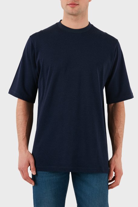 Dsquared2 Logo Baskılı Regular Fit Pamuklu Bisiklet Yaka Erkek T Shirt S74GD1266 S21658 478 LACİVERT - 1