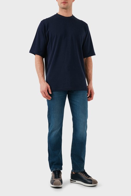 Dsquared2 Logo Baskılı Regular Fit Pamuklu Bisiklet Yaka Erkek T Shirt S74GD1266 S21658 478 LACİVERT - 2