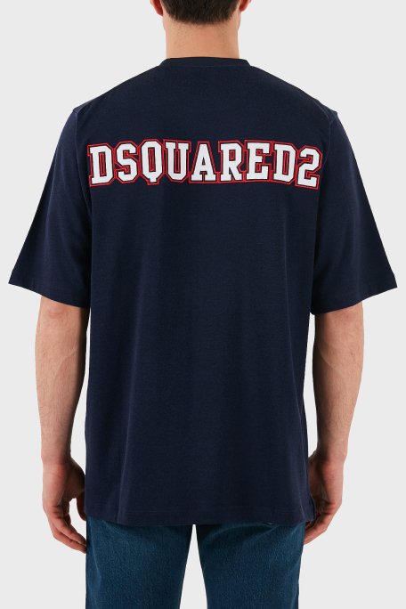 Dsquared2 Logo Baskılı Regular Fit Pamuklu Bisiklet Yaka Erkek T Shirt S74GD1266 S21658 478 LACİVERT - 3