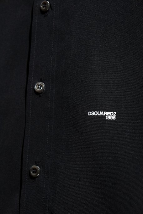 Dsquared2 Logolu % 100 Pamuklu Regular Fit Erkek Gömlek S74DM0660 S36275 900 SİYAH - 2