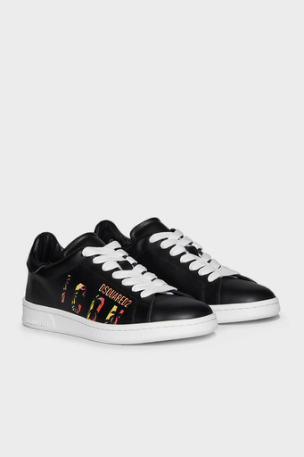 Dsquared2 Logolu Hakiki Deri Sneaker Erkek Ayakkabı SNM017501 506232 2124 SİYAH - 4
