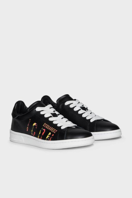 Dsquared2 Logolu Hakiki Deri Sneaker Erkek Ayakkabı SNM017501 506232 2124 SİYAH - 4