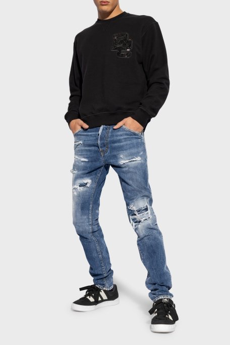 Dsquared2 Logolu Pamuklu Skinny Fit Jeans Erkek Kot Pantolon S74LB1436 S30309 470 LACİVERT - 1