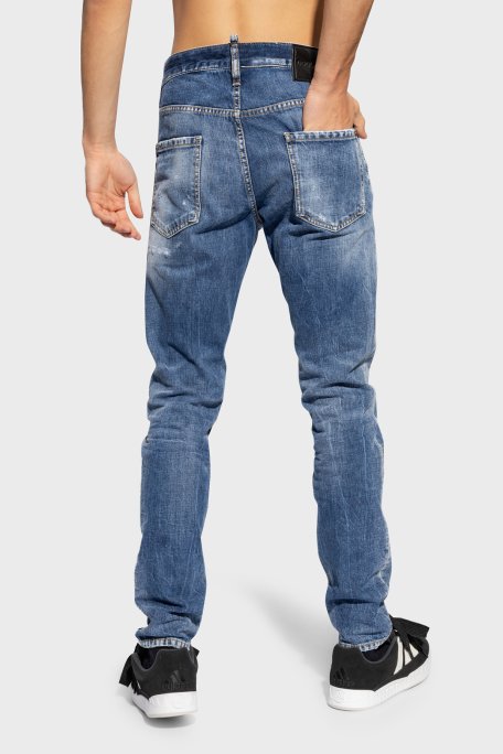 Dsquared2 Logolu Pamuklu Skinny Fit Jeans Erkek Kot Pantolon S74LB1436 S30309 470 LACİVERT - 2