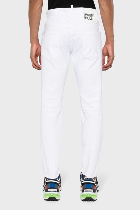 Dsquared2 Logolu Streç Pamuklu Slim Fit Jeans Erkek Kot Pantolon S71LB1352 STN833 100 BEYAZ - 2