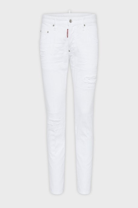 Dsquared2 Logolu Streç Pamuklu Slim Fit Jeans Erkek Kot Pantolon S71LB1352 STN833 100 BEYAZ - 5