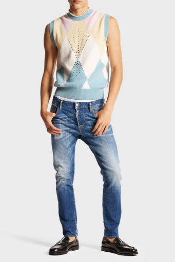 Dsquared2 Logolu Streç Pamuklu Slim Fit Jeans Erkek Kot Pantolon S71LB1384 S30342 470 LACİVERT - 1
