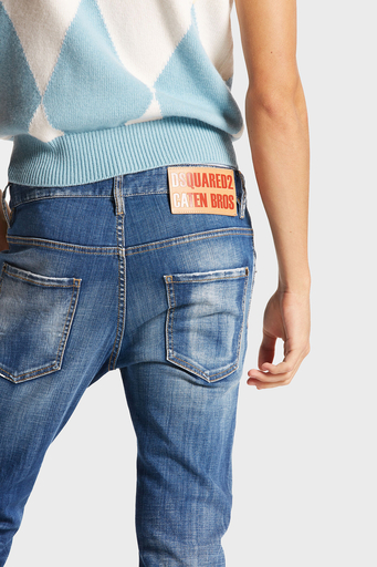 Dsquared2 Logolu Streç Pamuklu Slim Fit Jeans Erkek Kot Pantolon S71LB1384 S30342 470 LACİVERT - 4