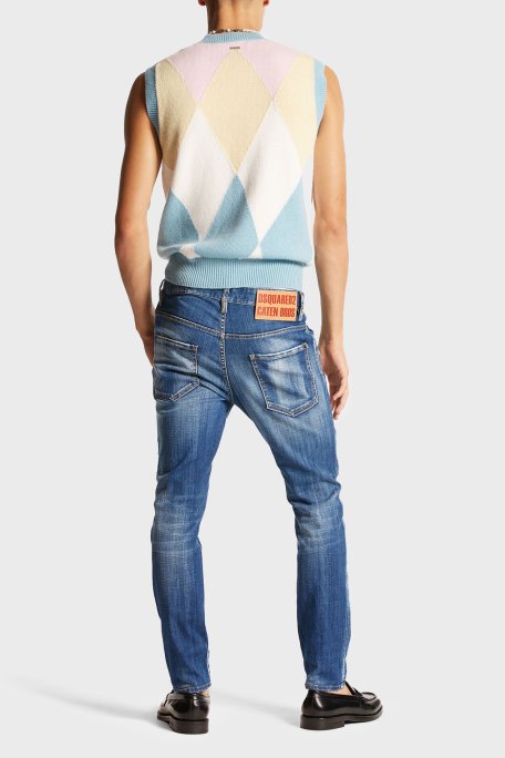 Dsquared2 Logolu Streç Pamuklu Slim Fit Jeans Erkek Kot Pantolon S71LB1384 S30342 470 LACİVERT - 2