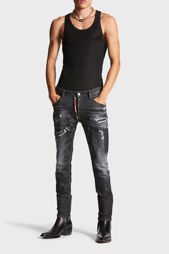 Dsquared2 Logolu Streç Pamuklu Slim Fit Jeans Erkek Kot Pantolon S74LB1451 S30357 900 SİYAH - 1