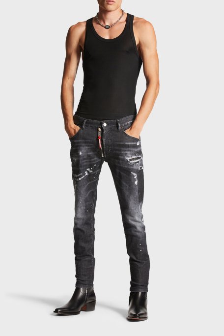 Dsquared2 Logolu Streç Pamuklu Slim Fit Jeans Erkek Kot Pantolon S74LB1451 S30357 900 SİYAH - 1