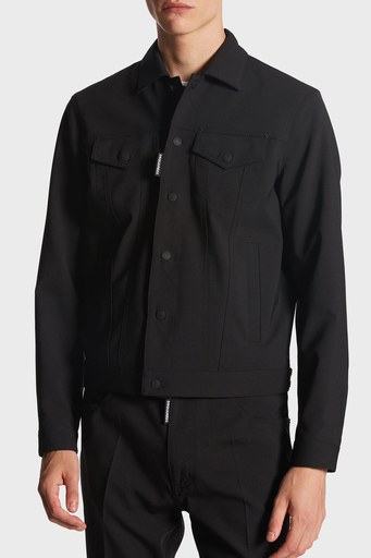 Dsquared2 Logolu Streç Yünlü Slim Fit Bomber Kot Erkek Ceket S74AM1482 S40320 900 SİYAH - 1