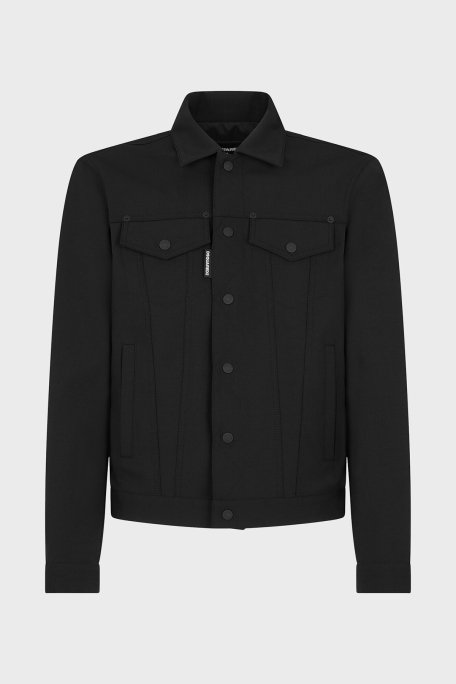 Dsquared2 Logolu Streç Yünlü Slim Fit Bomber Kot Erkek Ceket S74AM1482 S40320 900 SİYAH - 5