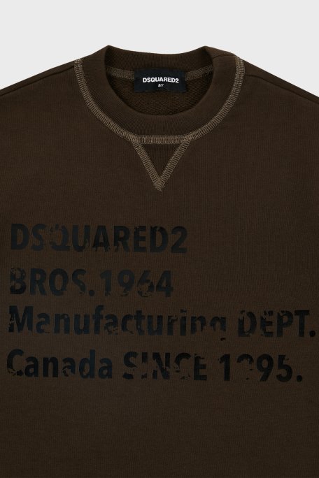 Dsquared2 Pamuklu Bisiklet Yaka Çocuk DQ0209 D002Y Sweat DQ0209-D002Y GREEN HAKİ - 3
