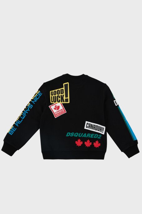 Dsquared2 Pamuklu Bisiklet Yaka Çocuk DQ0223 D00U7 Sweat DQ0223-D00U7 BLACK SİYAH - 2
