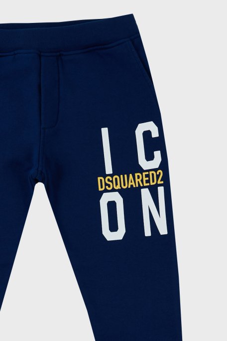 Dsquared2 Pamuklu Cepli Çocuk Spor DQ0248 D002Y Pantolon DQ0248-D002Y BLUE SAKS - 3