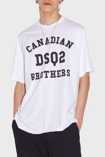 Dsquared2 Pamuklu Relaxed Fit Bisiklet Yaka Erkek T Shirt S74GD1037 S23009 100 BEYAZ - 1