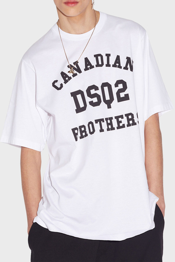 Dsquared2 Pamuklu Relaxed Fit Bisiklet Yaka Erkek T Shirt S74GD1037 S23009 100 BEYAZ - 3