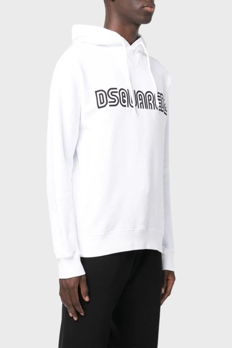 Dsquared2 Pamuklu Relaxed Fit Kapüşonlu Erkek Sweat S71GU0550 S25030 100 BEYAZ - 1