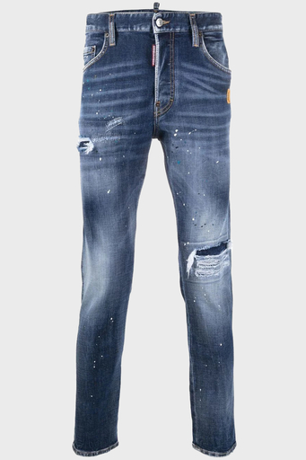 Dsquared2 Pamuklu Yırtık Detaylı Düşük Bel Skinny Skater Jeans Erkek Kot Pantolon S71LB1137 S30664 470 LACİVERT - 7