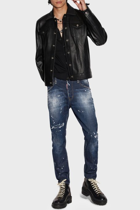 Dsquared2 Skater Streç Pamuklu Normal Bel Slim Fit Jeans Erkek Kot Pantolon S74LB1232 S30342 470 LACİVERT - 5