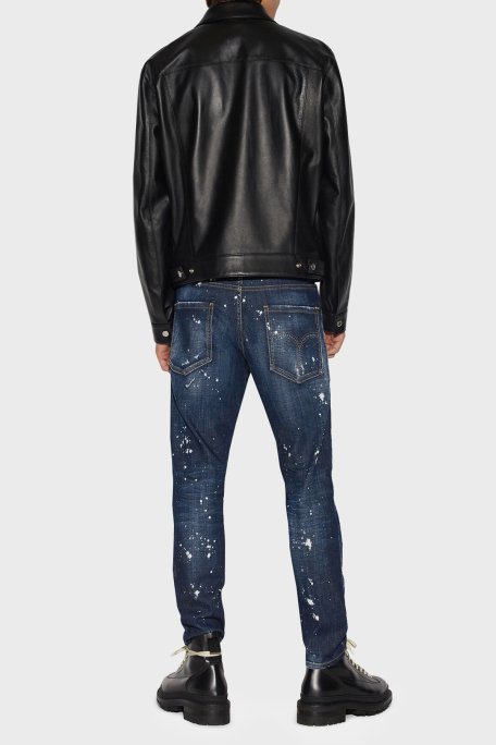Dsquared2 Skater Streç Pamuklu Normal Bel Slim Fit Jeans Erkek Kot Pantolon S74LB1232 S30342 470 LACİVERT - 6