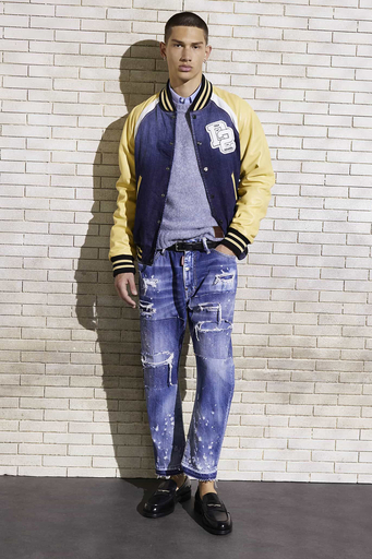 Dsquared2 Streç Pamuklu Regular Fit Kolej Yaka Bomber Erkek Ceket S74AM1451 S30664 470 LACİVERT - 1