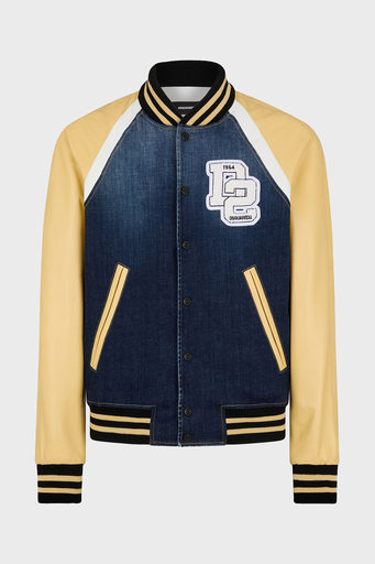 Dsquared2 Streç Pamuklu Regular Fit Kolej Yaka Bomber Erkek Ceket S74AM1451 S30664 470 LACİVERT - 6