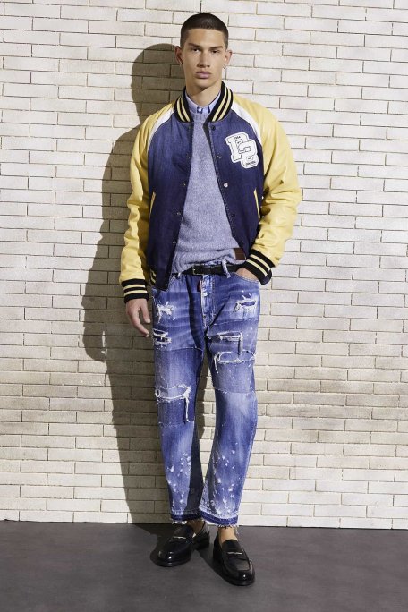 Dsquared2 Streç Pamuklu Regular Fit Kolej Yaka Bomber Erkek Ceket S74AM1451 S30664 470 LACİVERT - 1