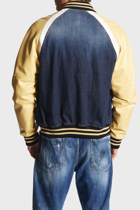 Dsquared2 Streç Pamuklu Regular Fit Kolej Yaka Bomber Erkek Ceket S74AM1451 S30664 470 LACİVERT - 3