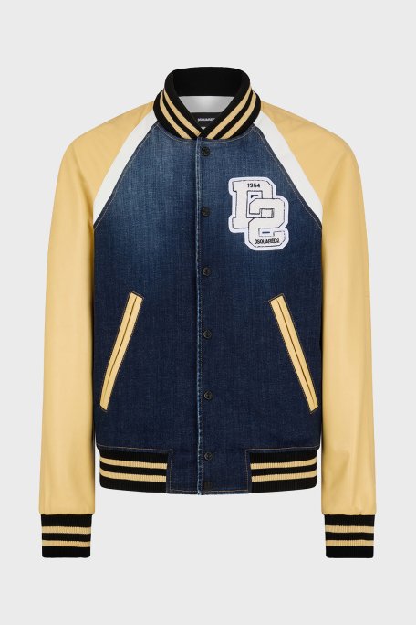 Dsquared2 Streç Pamuklu Regular Fit Kolej Yaka Bomber Erkek Ceket S74AM1451 S30664 470 LACİVERT - 6