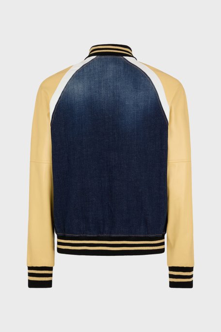 Dsquared2 Streç Pamuklu Regular Fit Kolej Yaka Bomber Erkek Ceket S74AM1451 S30664 470 LACİVERT - 7