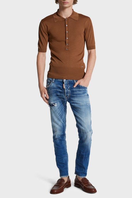 Dsquared2 Streç Pamuklu Skinny Fit Normal Bel Dar Paça Jeans Erkek Kot Pantolon S71LB1577 S30342 470 MAVİ - 1