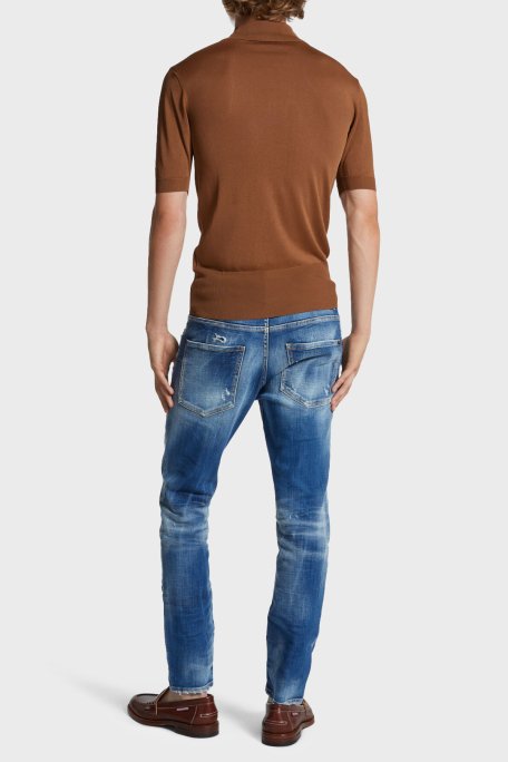Dsquared2 Streç Pamuklu Skinny Fit Normal Bel Dar Paça Jeans Erkek Kot Pantolon S71LB1577 S30342 470 MAVİ - 2