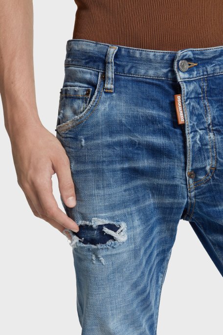Dsquared2 Streç Pamuklu Skinny Fit Normal Bel Dar Paça Jeans Erkek Kot Pantolon S71LB1577 S30342 470 MAVİ - 3