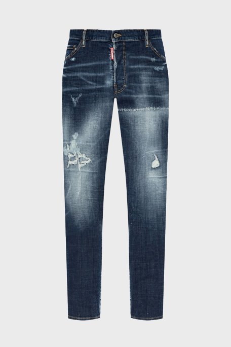 Dsquared2 Streç Pamuklu Skinny Fit Normal Bel Dar Paça Jeans Erkek Kot Pantolon S71LB1580 S30664 470 LACİVERT - 5