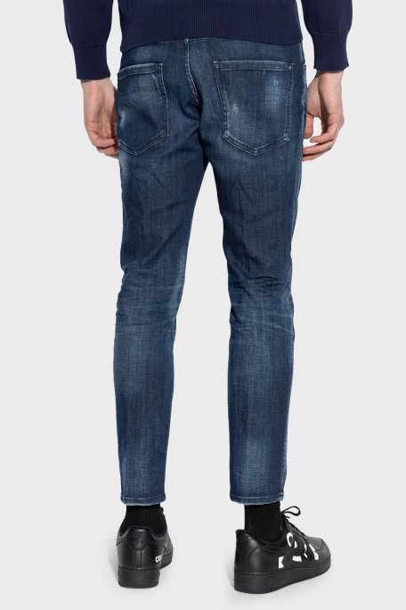 Dsquared2 Streç Pamuklu Skinny Fit Normal Bel Dar Paça Jeans Erkek Kot Pantolon S71LB1592 S30342 470 LACİVERT - 3