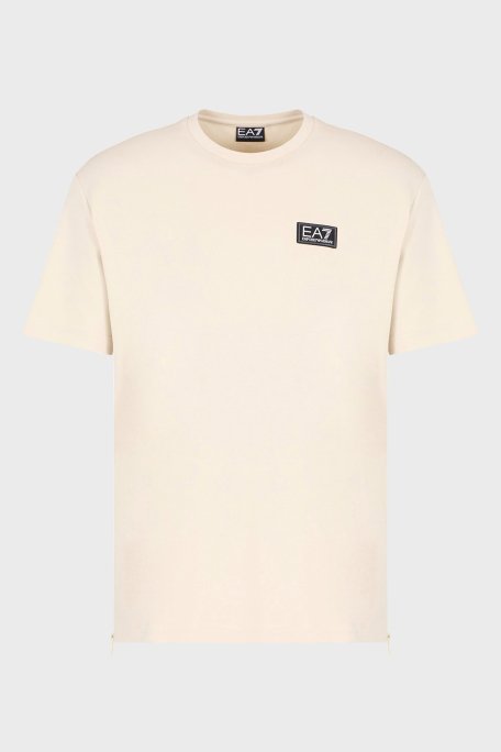 EA7 % 100 Pamuk Regular Fit Bisiklet Yaka Logolu Erkek T Shirt 7M000516 AF14616 U1079 KREM - 5