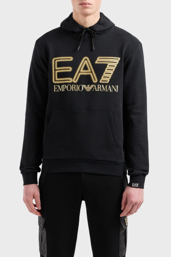 EA7 % 100 Pamuklu Regular Fit Kapüşonlu Erkek Sweat 3DPM64 PJSHZ 0208 SİYAH - 1