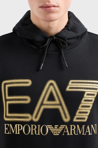 EA7 % 100 Pamuklu Regular Fit Kapüşonlu Erkek Sweat 3DPM64 PJSHZ 0208 SİYAH - 9