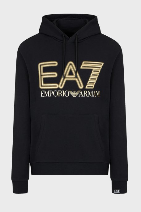 EA7 % 100 Pamuklu Regular Fit Kapüşonlu Erkek Sweat 3DPM64 PJSHZ 0208 SİYAH - 5