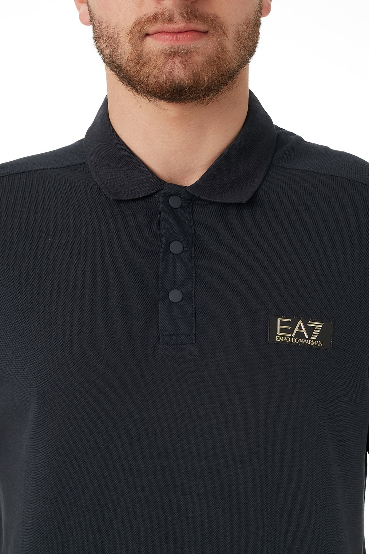 EA7 % 100 Pamuklu Regular Fit T Shirt Erkek Polo S 6HPF10 PJ5AZ 1578 LACİVERT